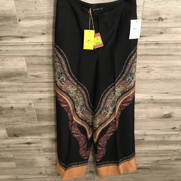 Etro IT 42 / US 6 Printed Silk Wide Leg Pants BNWT - Picture 6 of 6